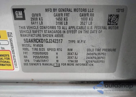 2016 Buick Enclave Premium z USA, uszkodzony, nr VIN 5GAKRCKD1GJ242317